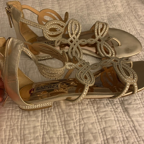 Badgeley Mischka rhinestone gold sandals - Picture 4 of 4